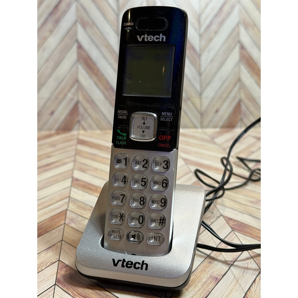 Vtech CS6114 Cordless‎ Telephone Handset and Charging Base Silver Black AC 6V